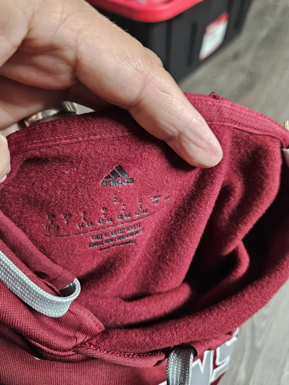 adidas Maroon Stevens Athletics Crewneck Hoodie with Gray Trim